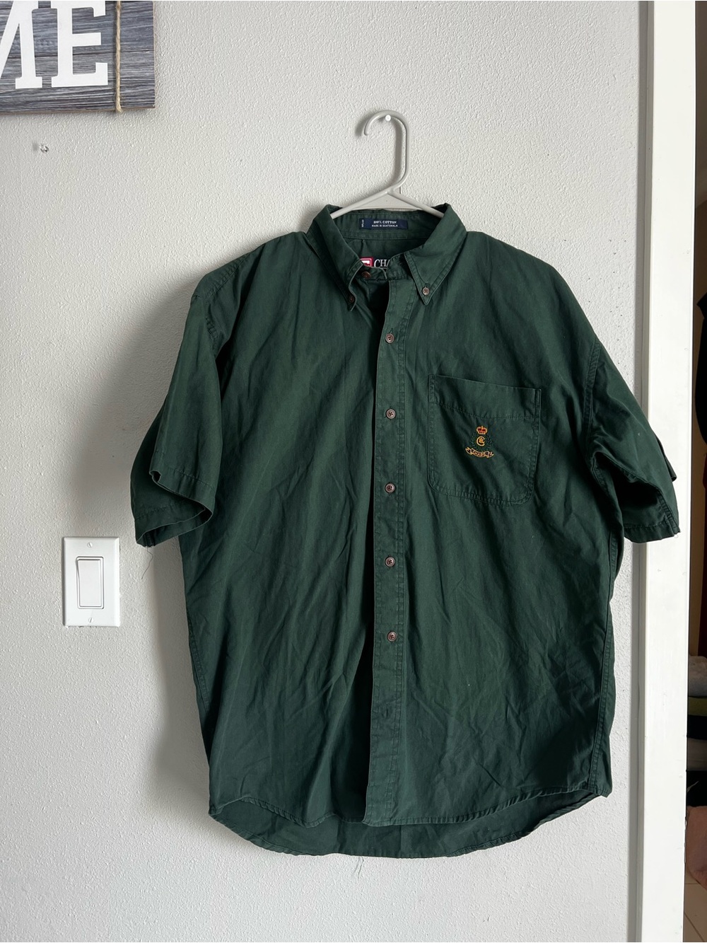 Ralph Lauren Short-Sleeve Button-Down Shirt - Forest Green with Gold Logo